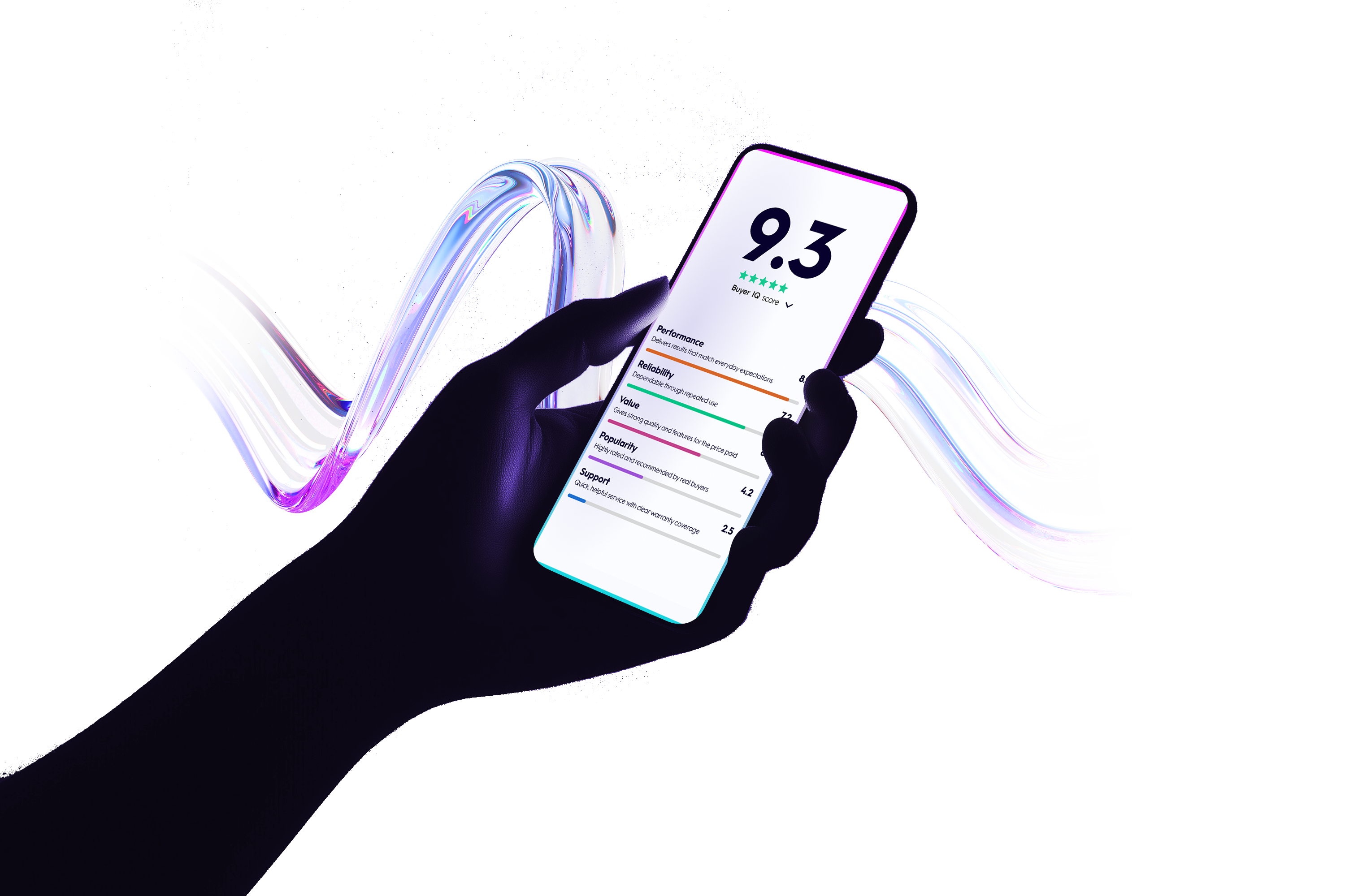 Hand holding phone showing app performance